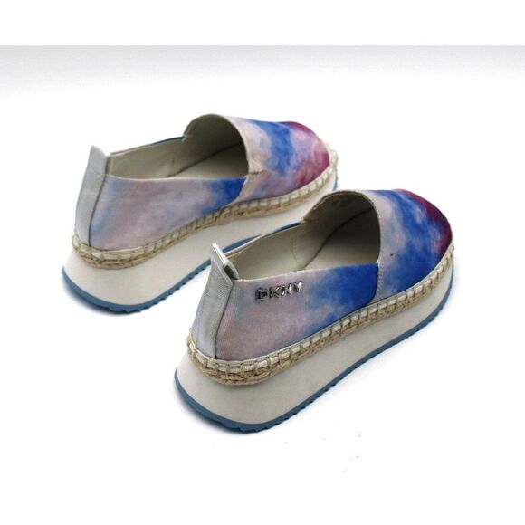 Dkny Womens Blue Tie Dye Treaded Orza Open Toe Wedge Slip on Espadrille - Picture 6 of 7
